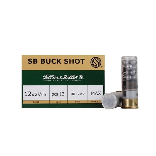 Sellier & Bellot 2.75" 12 Gauge Ammo 1 Buck 12 Pellets, 25/box - SB12BSF