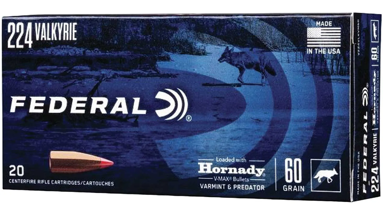 Federal Varmint & Predator Brass .224VAL 60 Grain 20-Rounds VMX