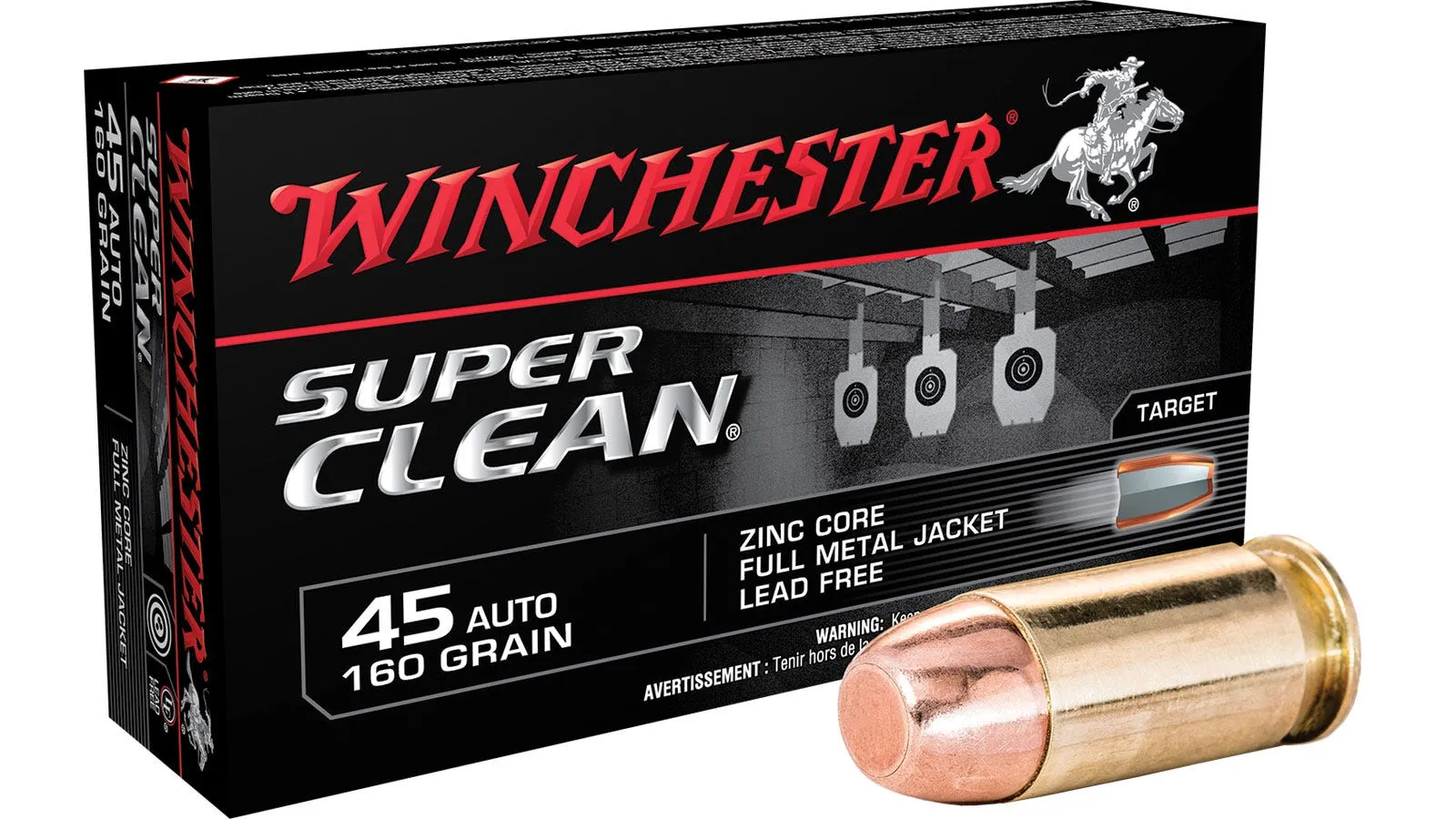 Winchester Ammo W45LF Super Clean 45 ACP 160 Grain Full Metal Jacket 50 Rounds