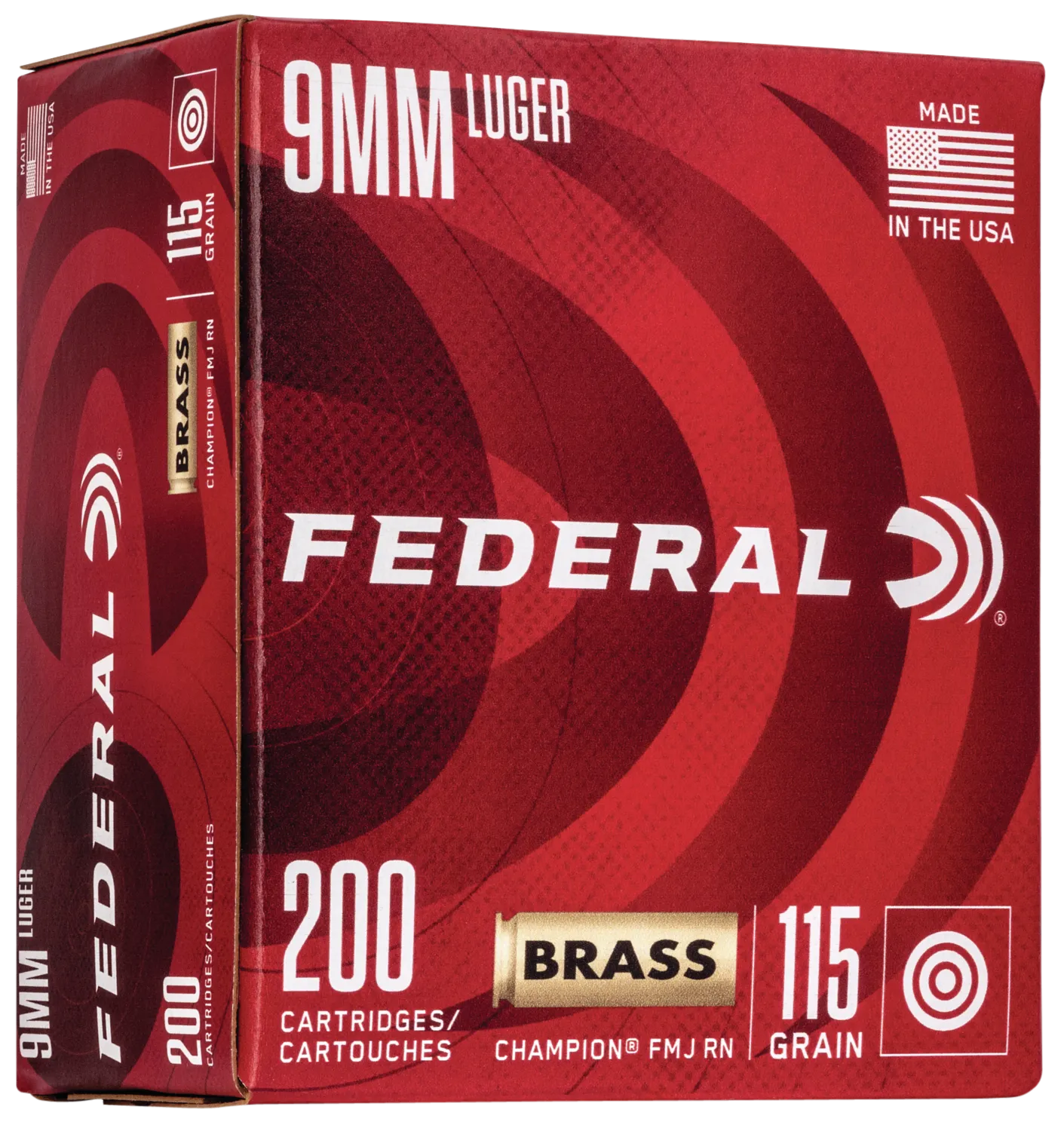 Federal Champion Training Brass Bulk 9mm 115 Grain 200-Rounds FMJ