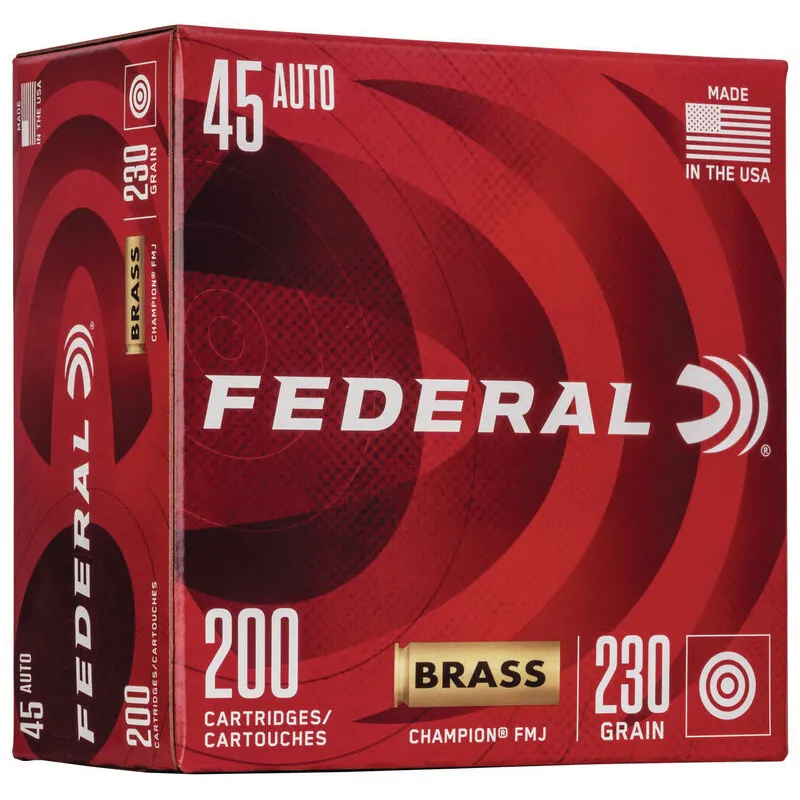 Federal Champion Training Brass .45 ACP 230 Grain 200-Rounds FMJ