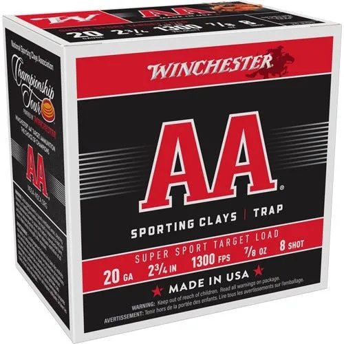 Winchester AA 20 GA-2.75 #8 Shot 7/8 oz 250-Rounds