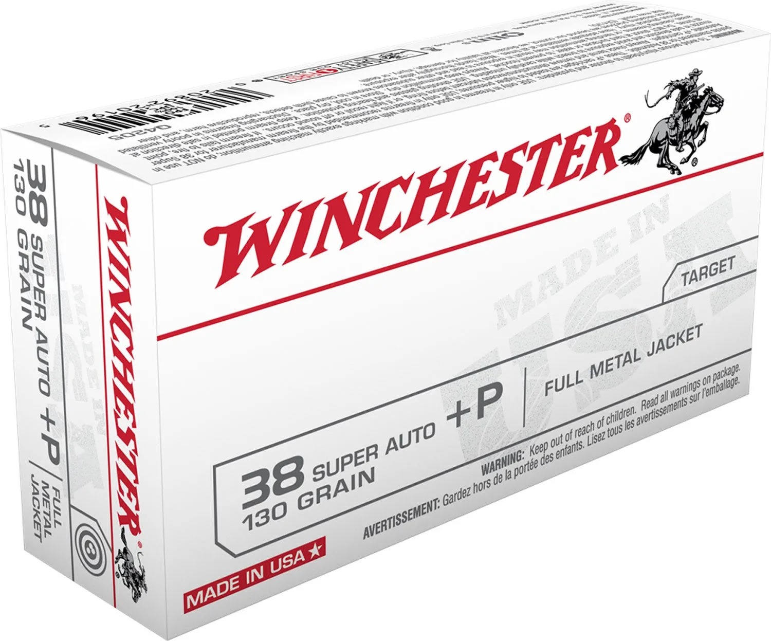 Winchester USA Brass .38 Super+P 130-Grain 50-Rounds FMJ
