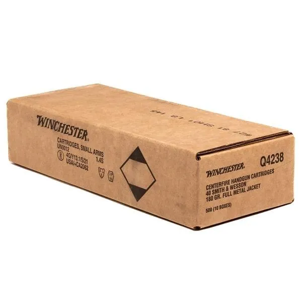 Winchester USA Bulk .40 SW 180 Grain 500-Rounds FMJ
