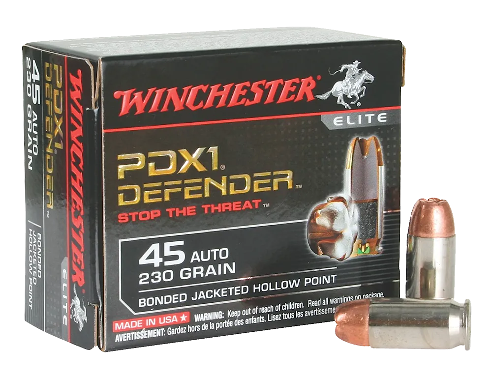 Winchester PDX1 Defender Nickel Plated Brass .45 ACP 230-Grain 20-Rounds BJHP