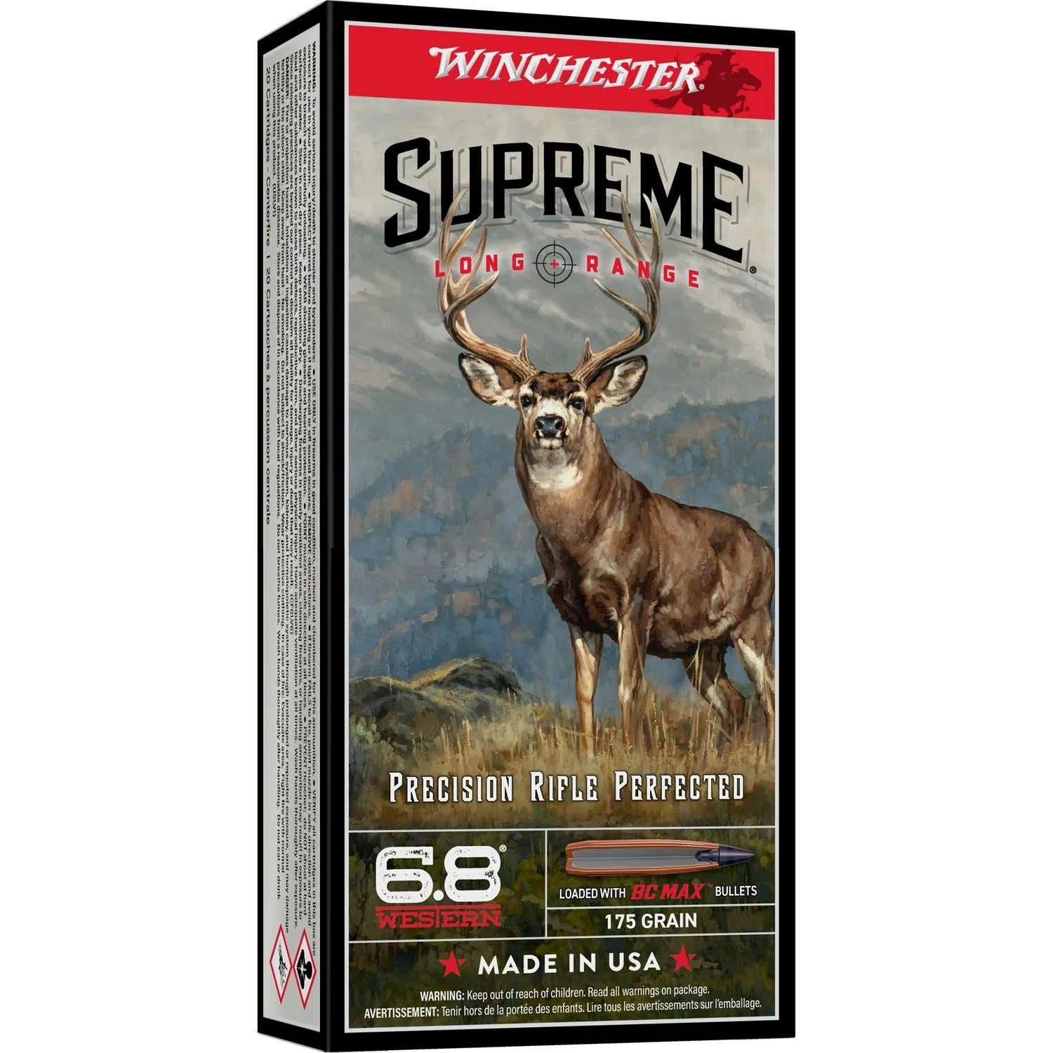 Winchester Supreme Long Range 6.8 Western 175 Grain 20-Rounds BC Max