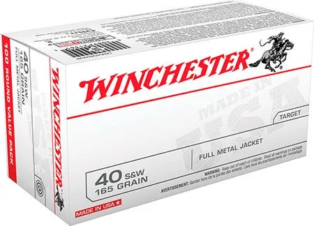 Winchester USA White Box Brass .40 SW 165-Grain 100-Rounds FMJ