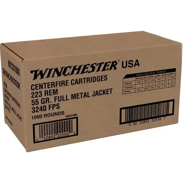 Winchester USA Lake City .223 Rem 55 Grain 1000-Rounds FMJ