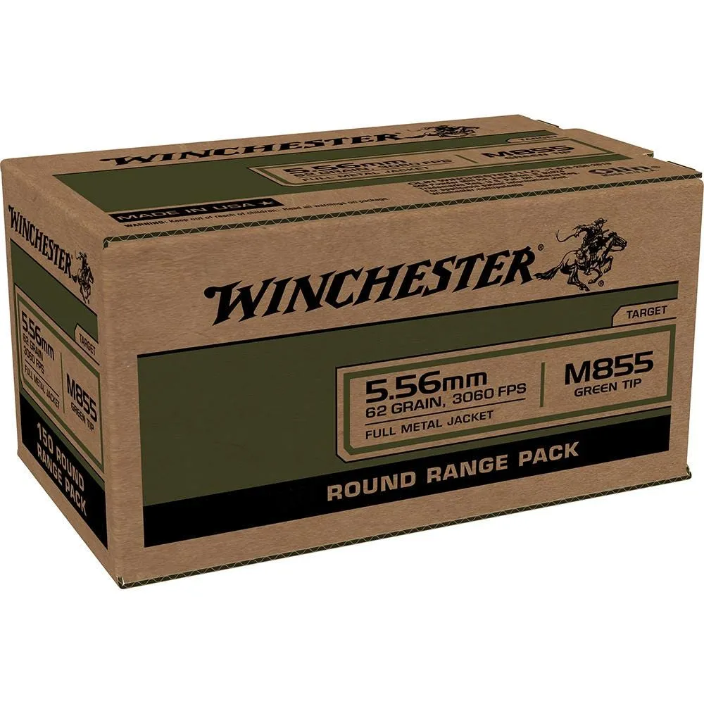 Winchester Lake City M855 Green Tip 5.56 62 Grain 100-Rounds FMJ