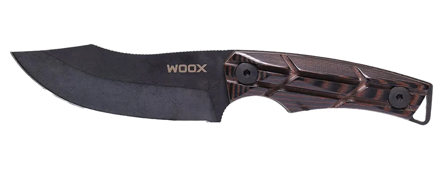Woox Bad Boy Brown X-Grip 3.75 Fixed Plain Edge Drop Point D2 Blade